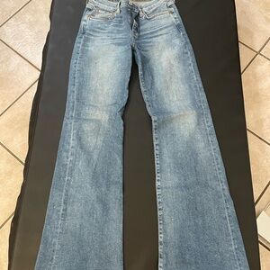7 For All Mankind Blue Flare Wide Leg Jeans